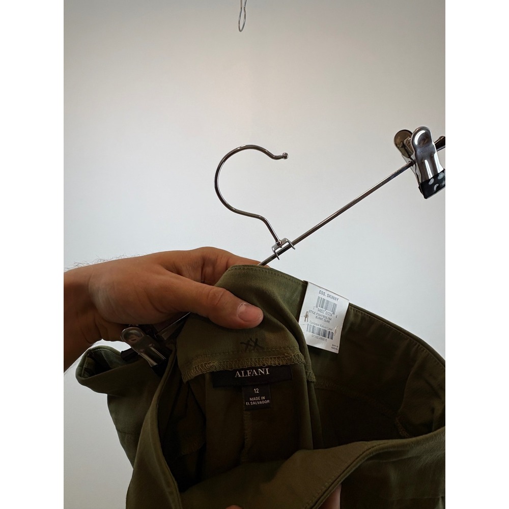 Alfani Skinny Pants Womens 12 Olive Green Tummy Control‎ Stretch Trousers Office - Picture 5 of 12